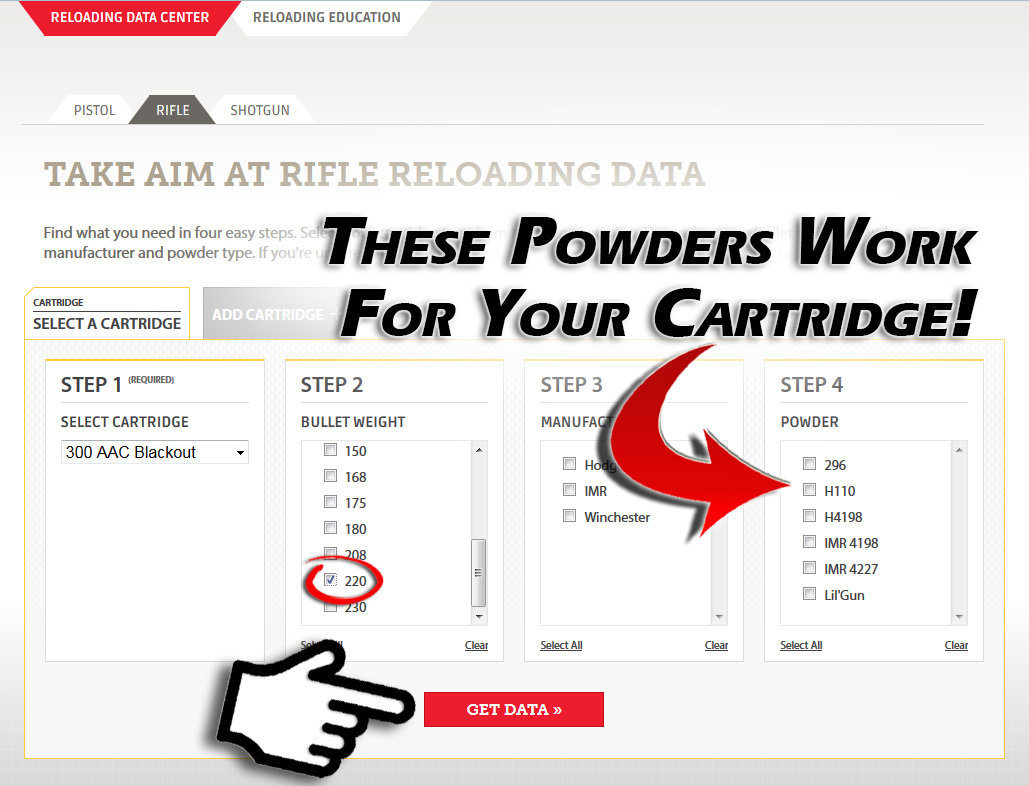 Choose the Powder that will work with your cartridge, then check if it's in stock at Midsouth Shooters