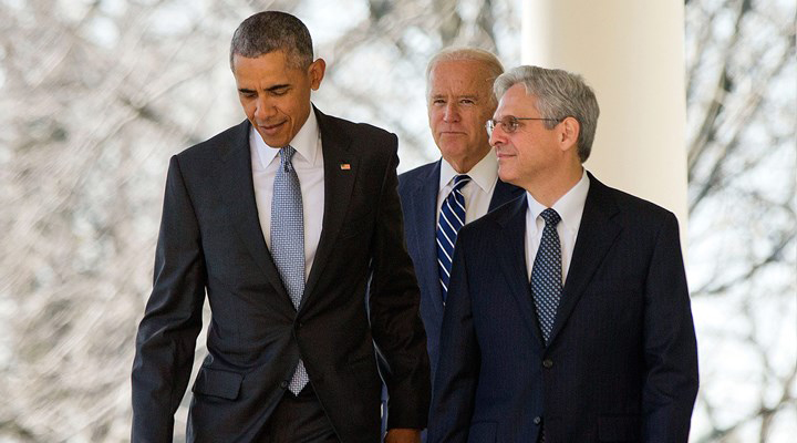 President Obama, Vice President Joe Biden, and U.S. Appeals Court Chief Judge Merrick Garland. Photo from NRA-ILA. 