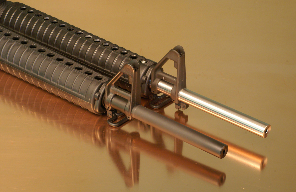 Stainless steel barrels keep their “gilt-edge” accuracy for about 15% more rounds, but hit the wall head-on and in a big way when they reach their limit. Chromemoly steel tends to open up groups sooner, but also maintains “decent” accuracy for a longer time, in the author’s experience — the groups open more slowly. Most are best served with chromemoly in a semi-auto.