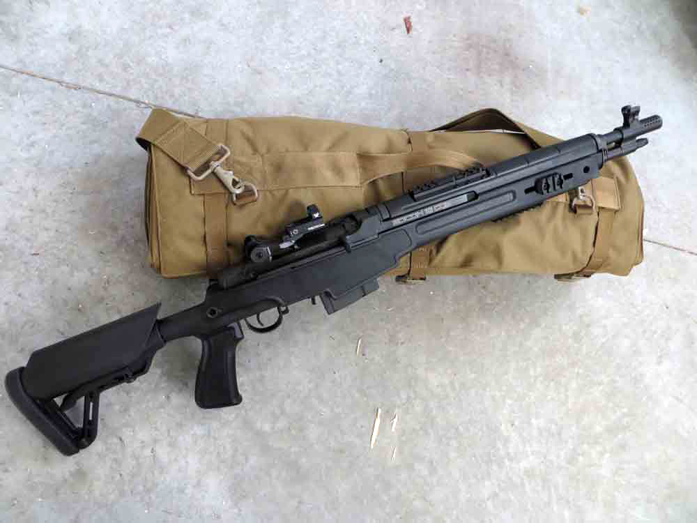 The Springfield Armory SOCOM 16 Model AA9611PK is a semiautomatic long-stroke piston design. It had a 16.25-inch barrel with 1:11-inch twist. Overall, it measured 35.5 to 38.5 inches in length and weighed 9.3 pounds empty.