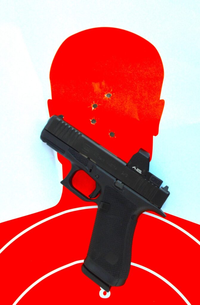 Pistol on top of target