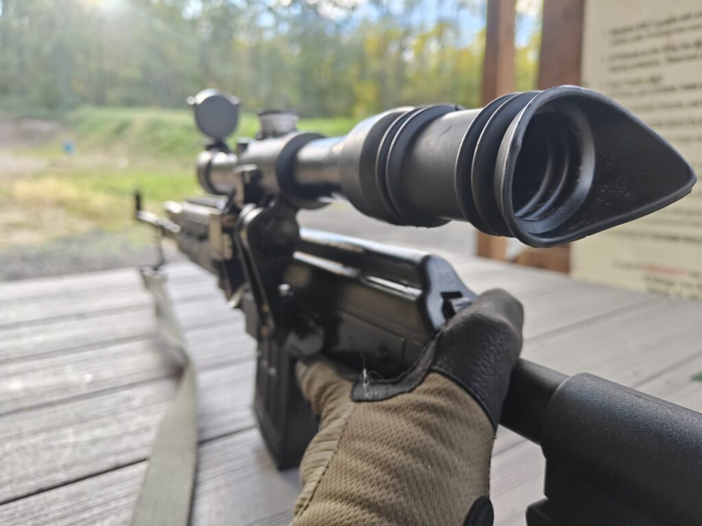 Rifle with optic on top
