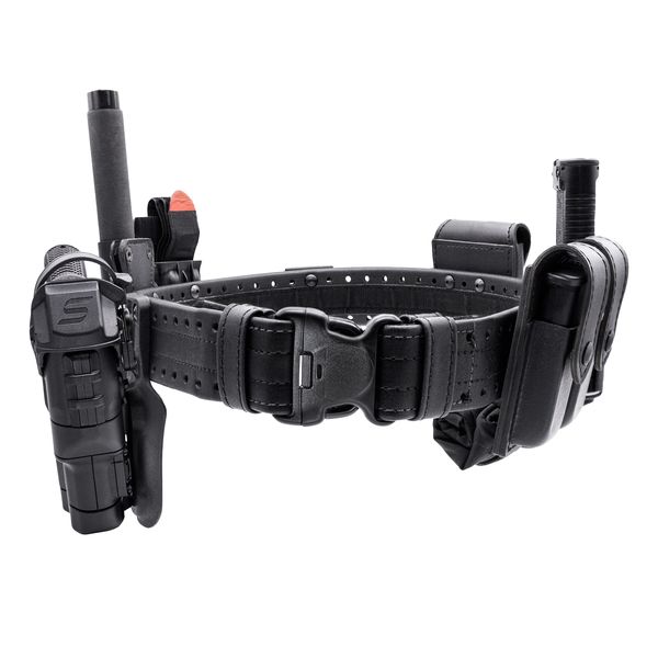 tactical belt and attachments with white background