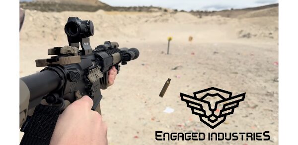 Fire shooting at range with company logo on top
