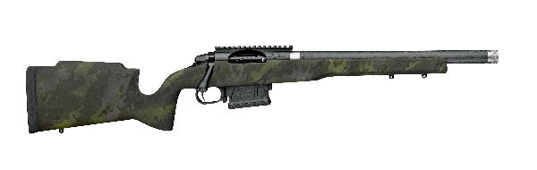 Camo rifle on white background