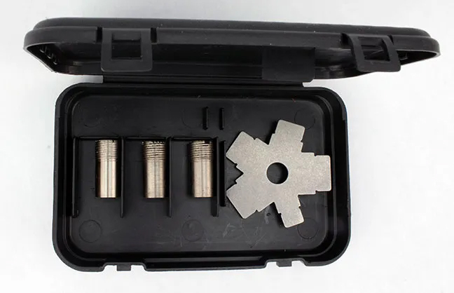 container of chokes and tools