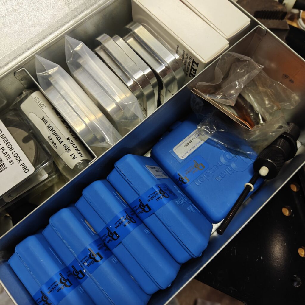 blue boxes in metal tin