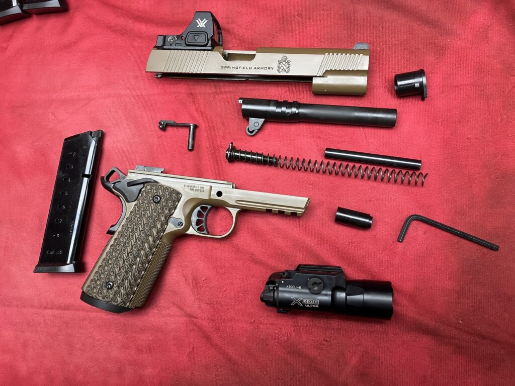Disassembled pistol