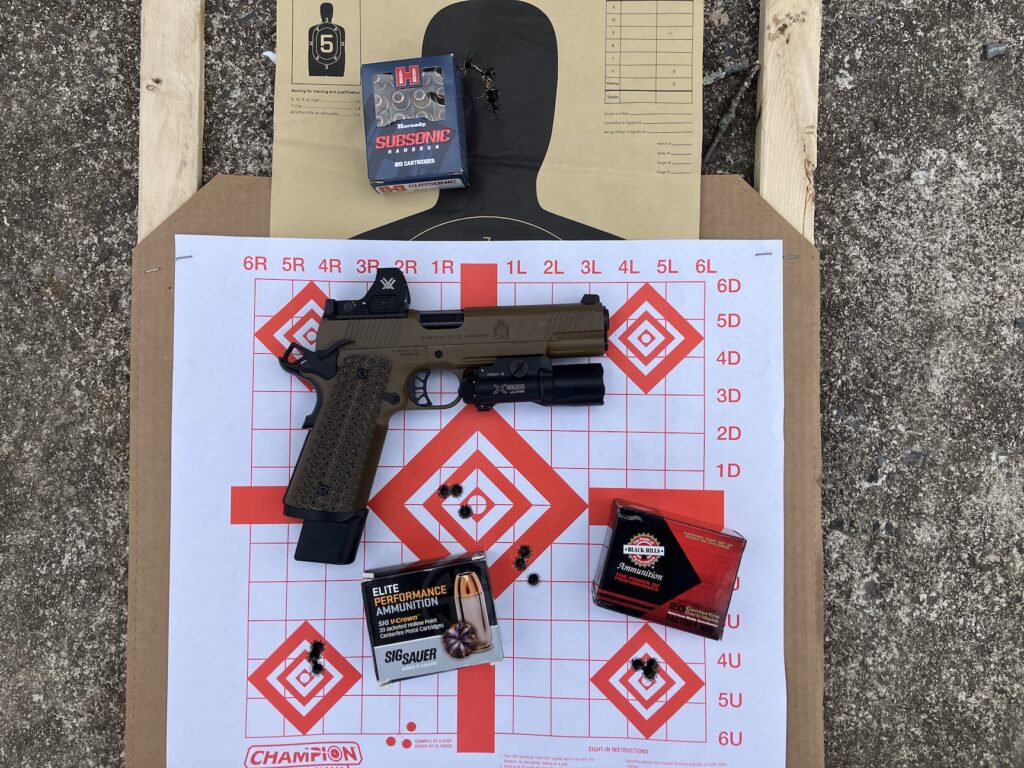 pistol on paper target