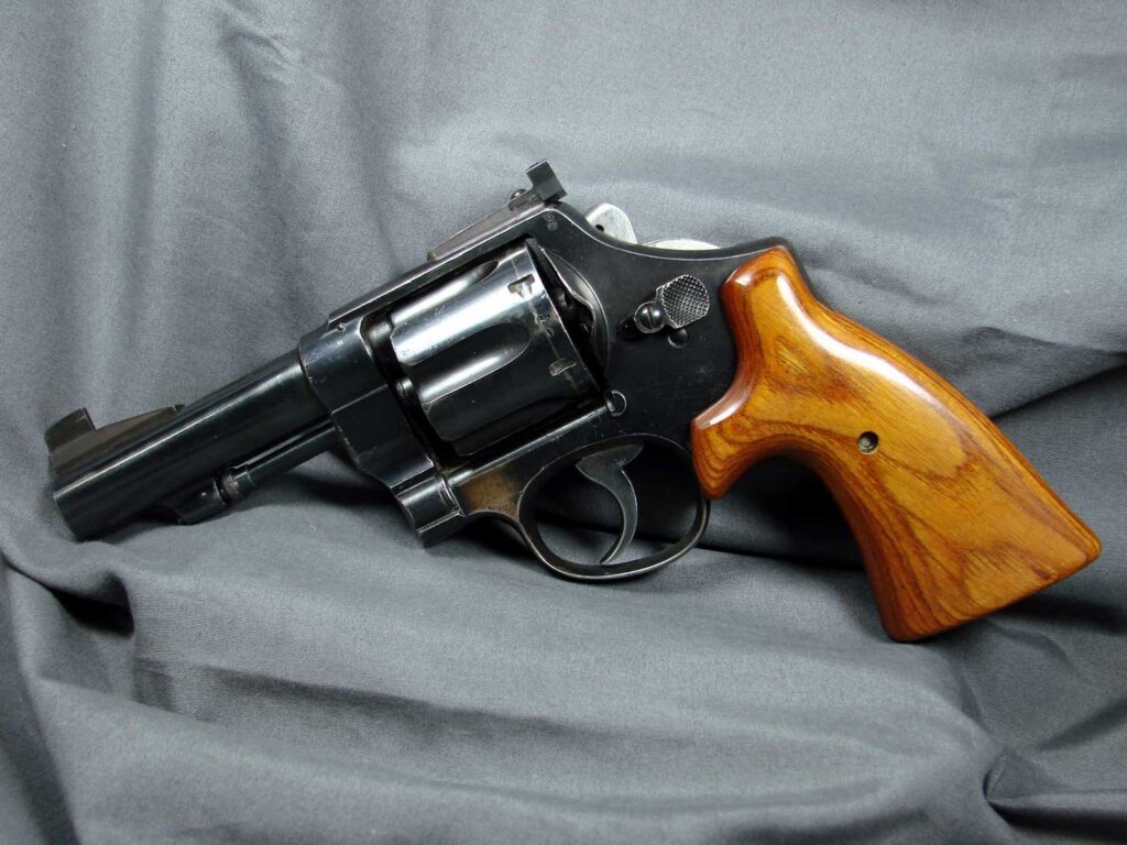 revolver sitting on grey backdrop