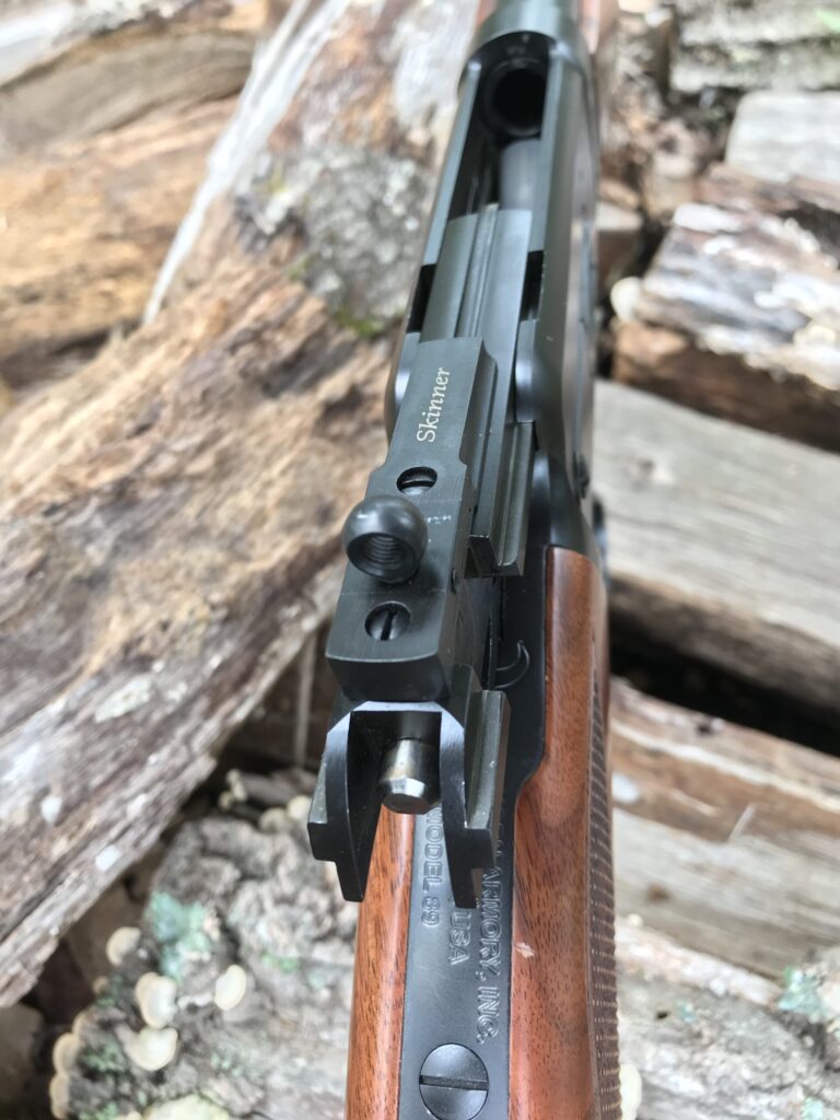 top of rifle showing receiver and sight