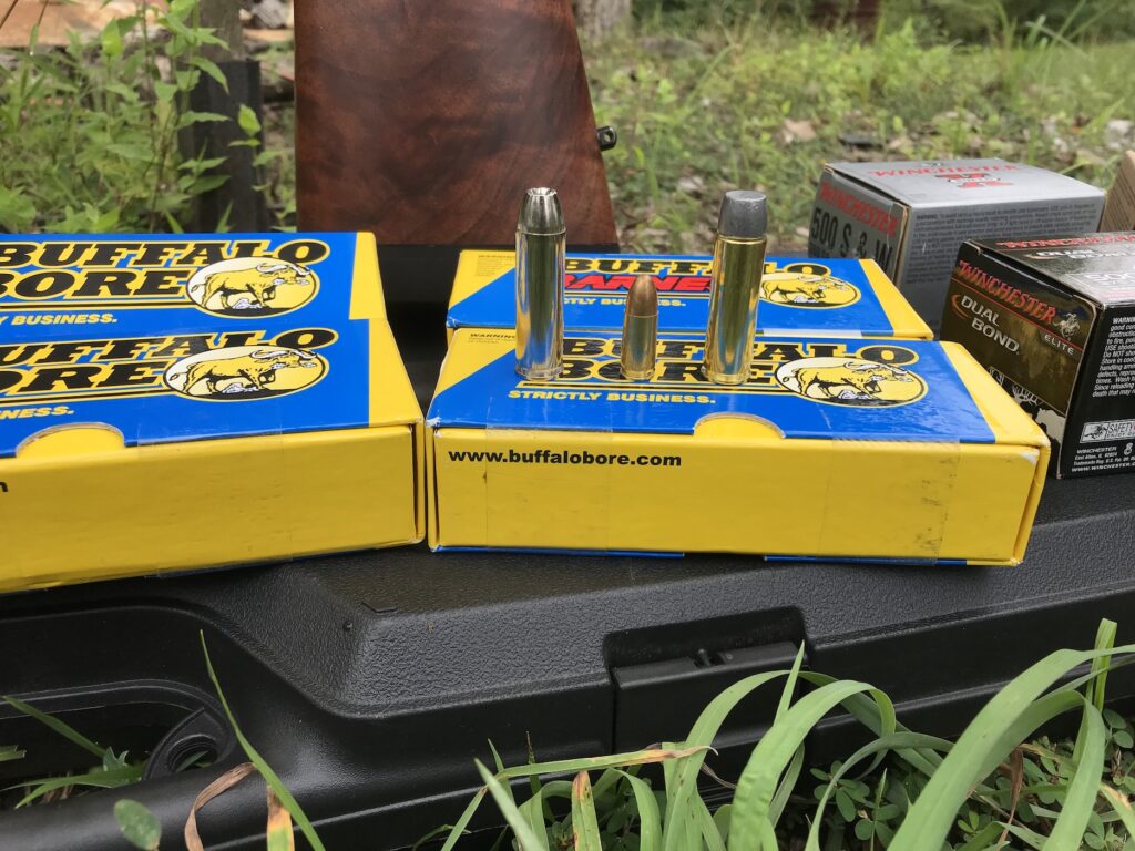 different loaded ammunition side by side for comparison on box