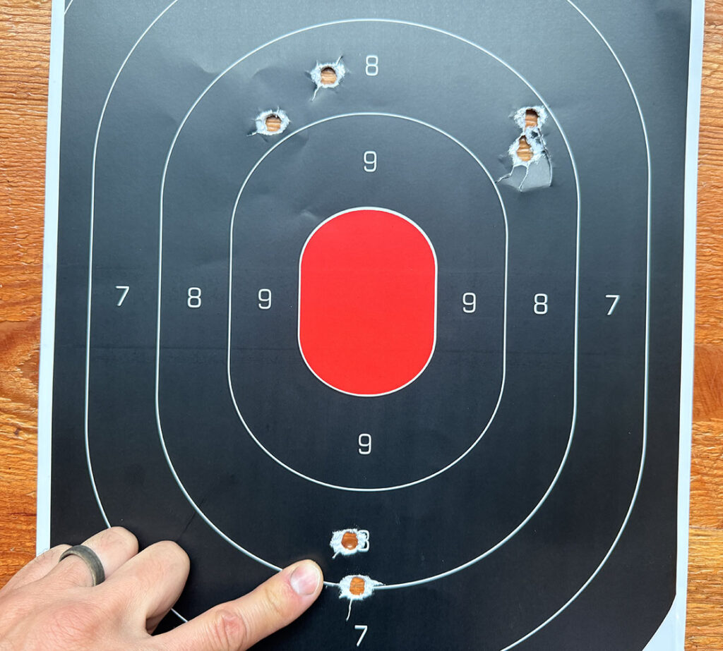 Targest showing spread at 10 yards