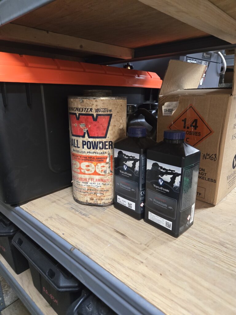 Three powders sitting on a shelf