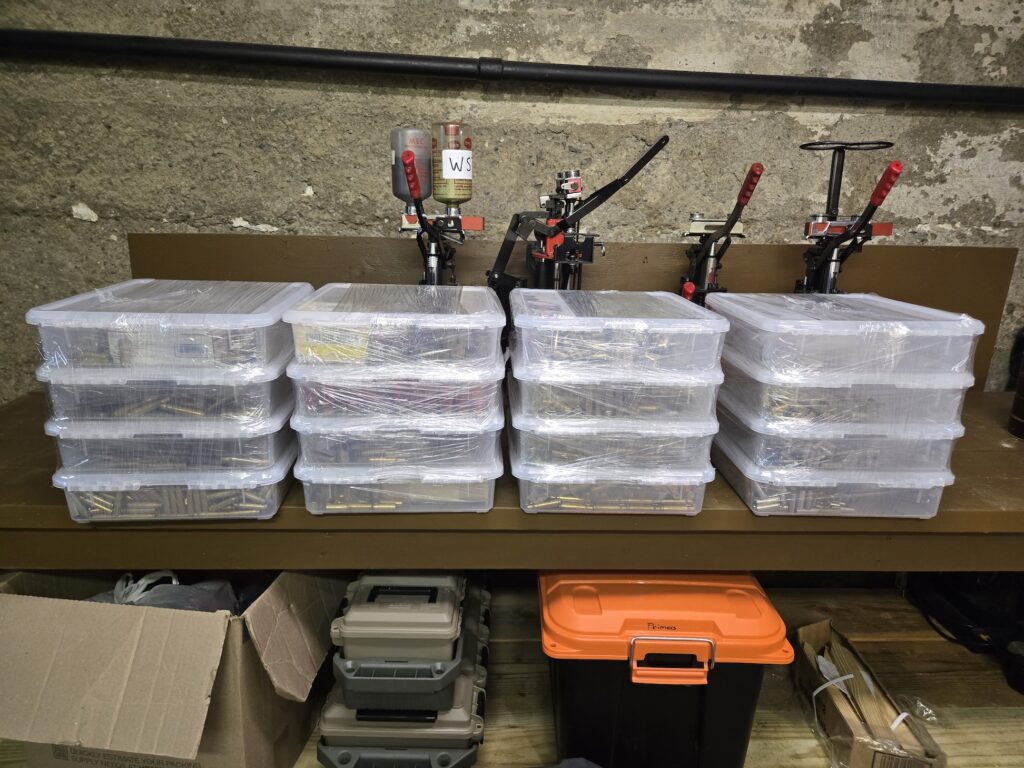 white containers on workbench wrapped in plastic wrap