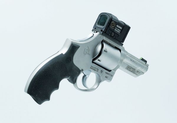 Revolver with dot optic on white background